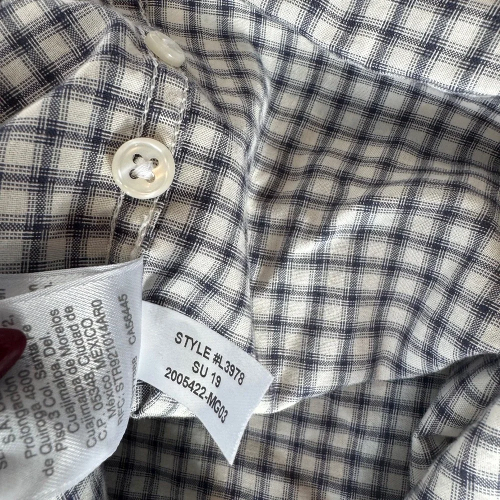 J.Crew Secret Wash Slim Cotton Poplin Shirt M Navy White Check Preppy Heritage‎